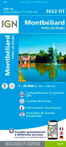 IGN Montbéliard-Vallée Du Doubs - Carte topographique