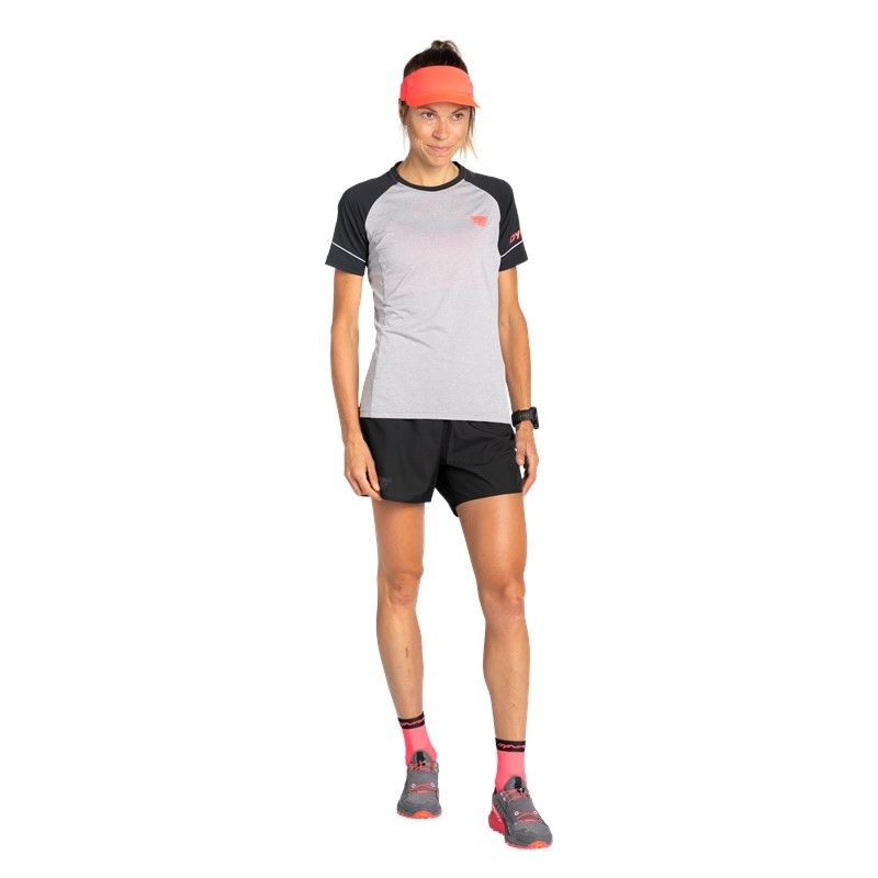 Pantalón Corto Mix Trail mujer negro-rojo Land - Trideporte