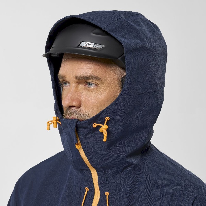 ski jacket with helmet compatible hood