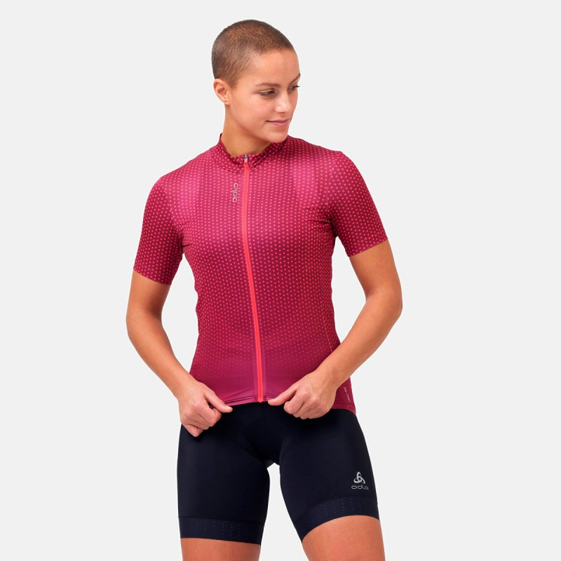 Odlo Maglia da Ciclismo Essential Print Full Zip T-Shirt Donna 