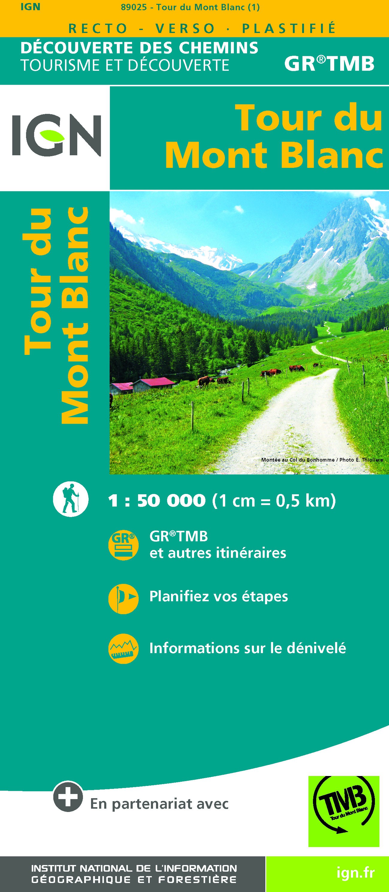 IGN Tour du Mont Blanc - Carte topographique