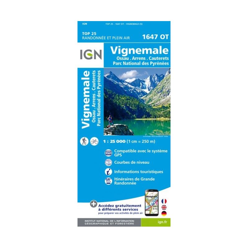 IGN Vignemale / Ossau / Cauterets / Parc national des Pyrénées - Carte topographique | Hardloop
