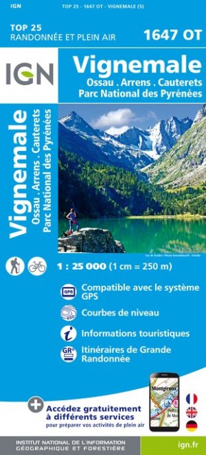 IGN Vignemale / Ossau / Cauterets / Parc national des Pyrénées - Carte topographique | Hardloop