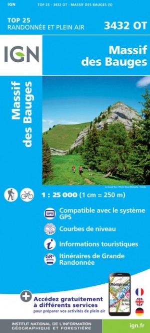 IGN Massif des Bauges - Carte topographique