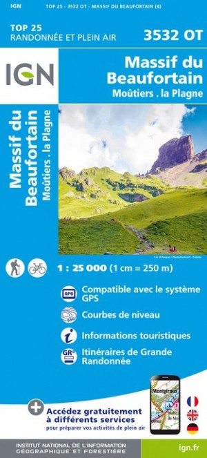 IGN Massif du Beaufortain / Moûtiers / La Plagne - Carte topographique