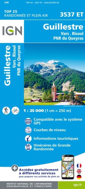 IGN Guillestre / Vars / Risoul / PNR du Queyras - Carte topographique
